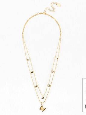 LA Hearts Butterfly Layered Necklace in Gold Like New